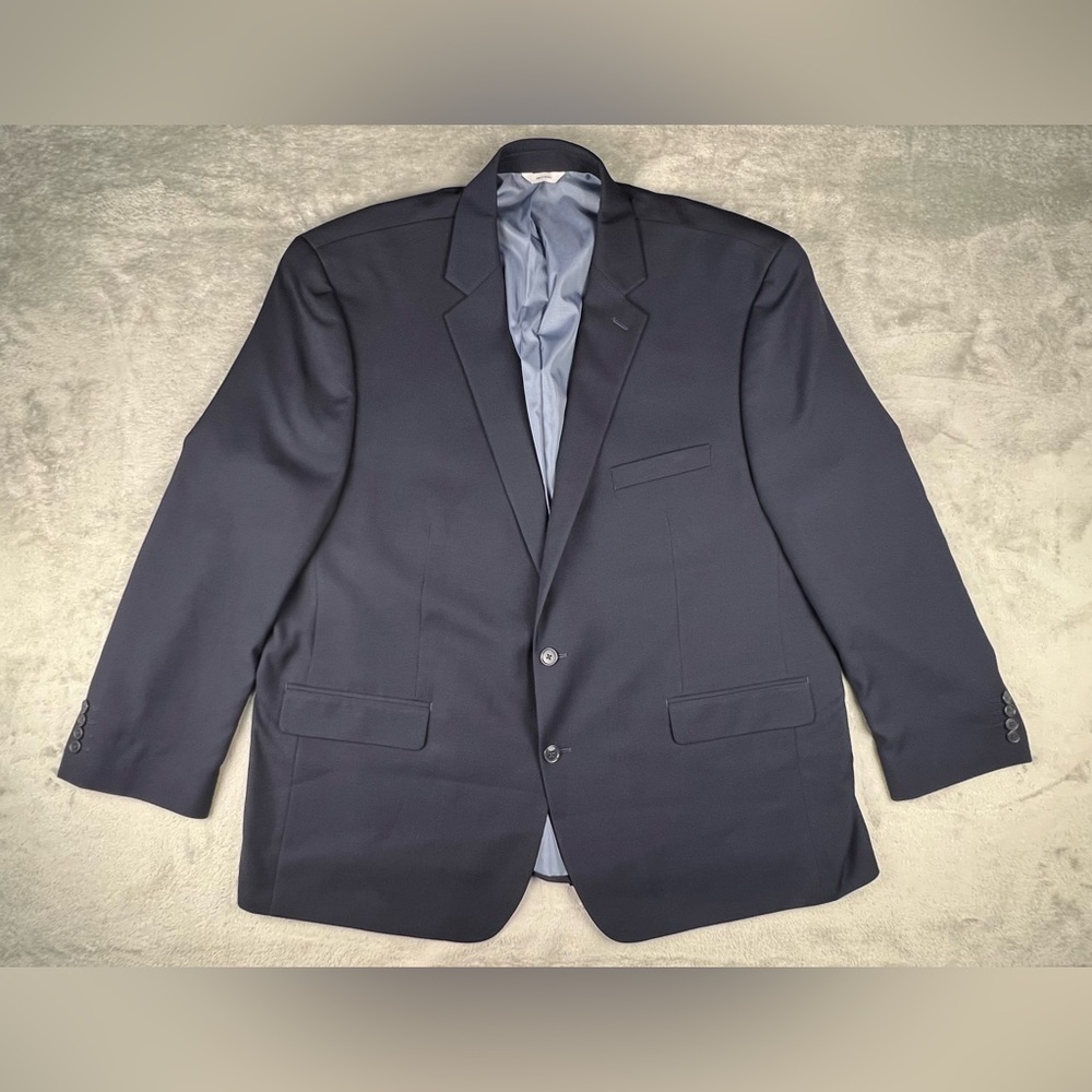 Croft & Barrow Sport Coat Blazer Jacket Mens Size 52R Navy Blue Solid Two Button